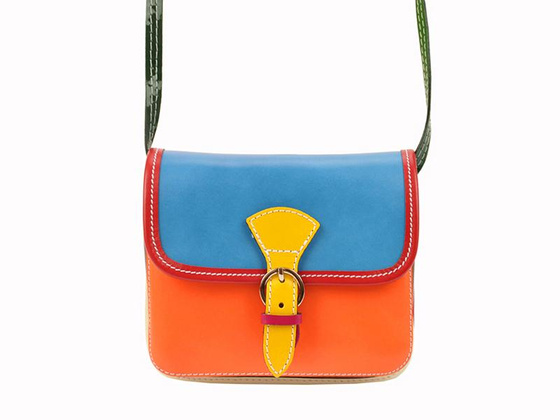 Torebka damska skórzana KEMER 112 pomarańczowy + granat