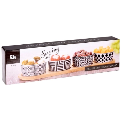 Miseczka kokilka ceramiczna na podstawce tacy zestaw 4 szt.