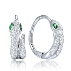 MINET Srebrne kolczyki wąż z cyrkoniami