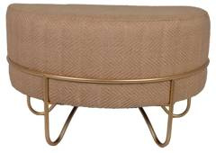 Puf półokrągły lniany na złotym stelażu