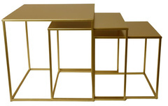 Kpl.3 metalowych stolików złotych kwadratowych
