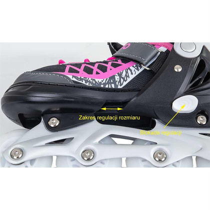 Łyżworolki - wrotki - łyżwy 4 w 1 ENERO PRO LED  38 - 41 Różowo - szare