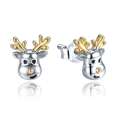 MINET Kolczyki srebrne renifery