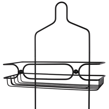 Półka łazienkowa zawieszana na prysznic metalowa czarna 61x28,5x12,5
