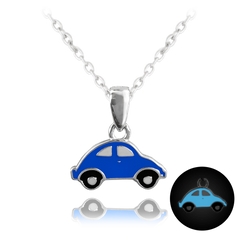 MINET Naszyjnik świecący srebrny SAMOCHÓD