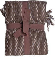 Pled brązowy z frędzlami 130x170cm