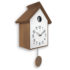 LAVVU Drewniany zegar ścienny z kukułką i czujnikiem światła CUCKOO