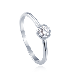 MINET Srebrny pierścionek kwiat z białą cyrkonią wielkość 6 cyrkoniami wielkość 45