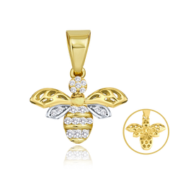 MINET Złoty wisiorek pszczółka z białymi cyrkoniami Au 585/1000 1,25g