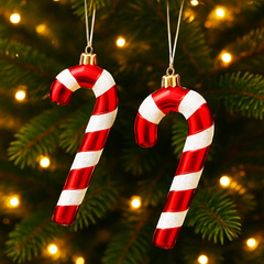 Ozdoba na choinkę 4 szt. lizak czerwono-biały 7 x 14 cm BSN73