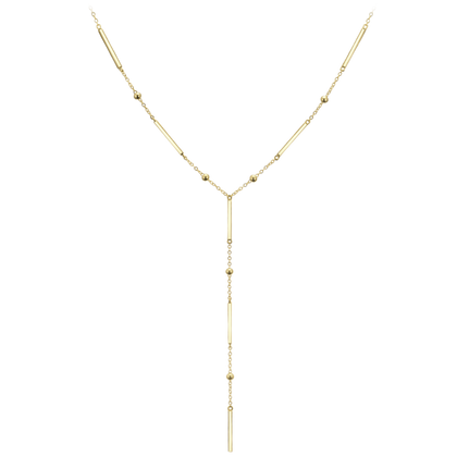 MINET Elegancki srebrny naszyjnik z prętami, kulkami i wiszącym łańcuszkiem