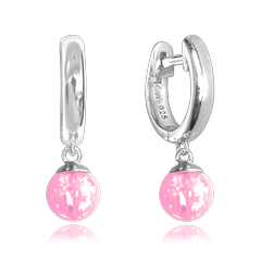 MINET Srebrne kolczyki z różowymi opalami