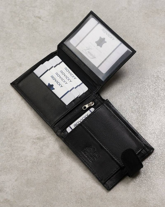 Portfel męski ze skóry bydlęcej z zabezpieczeniem rfid protect