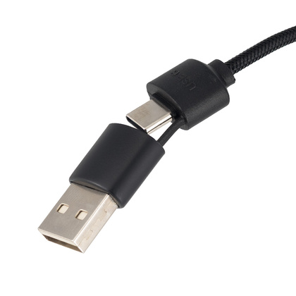 Kabel z ładowarką indukcyjną 4w1 z podświetlanym logo w drewnianej obudowie - i5w