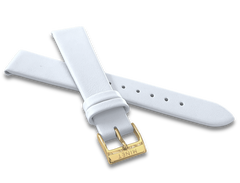 MINET Biały skórzany pasek ze złotą klamrą - 14