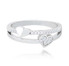 MINET Pierścień srebrny LOVE z serduszkami i cyrkoniami wielkość 18