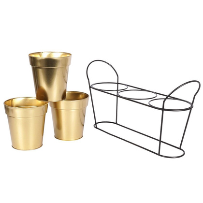 Kwietnik na 3 rośliny metalowy złoty potrójny stojak doniczka osłonka na stojaku glamou