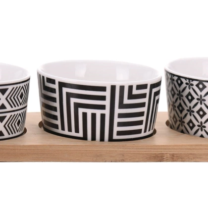 Miseczka kokilka ceramiczna na podstawce tacy zestaw 4 szt.