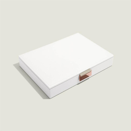 Pudełko na charmsy Stackers classic białe różowe złoto z pokrywką