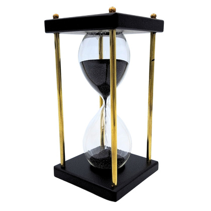 Klepsydra Mosiężno-Drewniana 5 minut – Czarny Piasek – Elegancka Dekoracja Retro - STRS153/6