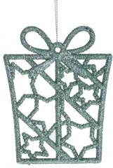 Zawieszka prezent miętowy z brokatem