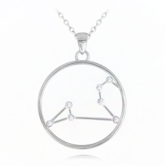 MINET Srebrny naszyjnik Stars Zodiac LEW Czech Crystal