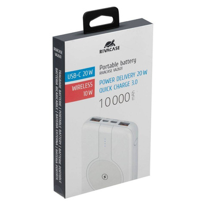 RIVACASE Powerbank VA2601 10000 mAh USB-C 20W + Qi 10W biały