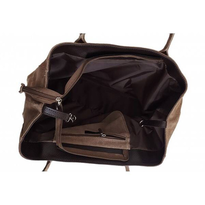 Duża włoska torba XL- A4 , worek na ramię , zamsz naturalny Vera Pelle ,Beżowa  WGXL5T