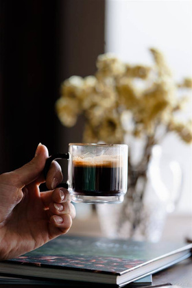 Komplet 2 szklanek z podwójną ścianką do espresso Carbon 80 ml 8548