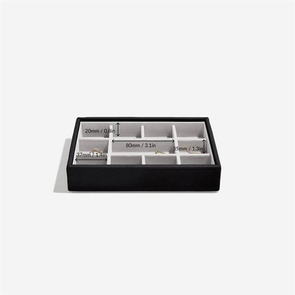 Szkatułka na biżuterię Stackers 11 komorowa mini czarna velvet