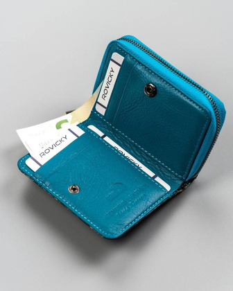 Portfel damski ze skóry naturalnej w piórka