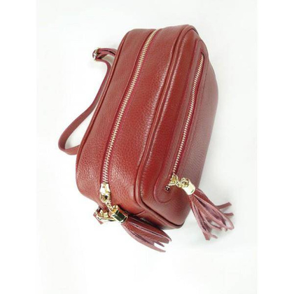 Frędzelki duża skórzana listonoszka Vera Pelle Bordowa  VP99R2