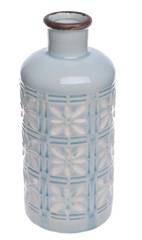 Wazon butelka w kwiaty niebieska  średnia