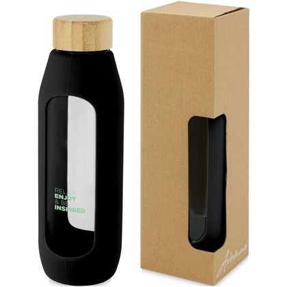 Tidan Butelka z borokrzemianowego szkła o pojemności 600 ml z silikonowym uchwytem