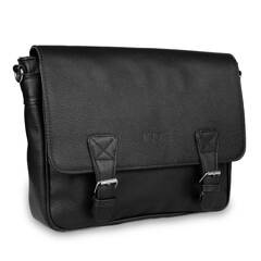Skórzana listonoszka męska torba na ramię laptopa czarna - Pavone Nero Lukka 2331 BL