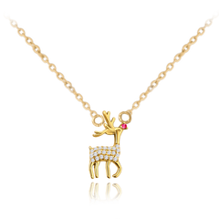 MINET Świąteczny pozłacany srebrny naszyjnik REINDEER