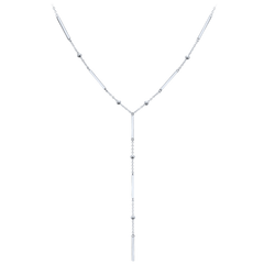 MINET Elegancki srebrny naszyjnik z prętami, kulkami i wiszącym łańcuszkiem