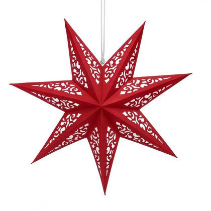 DUŻA GWIAZDA PAPIEROWA ŚWIĄTECZNA AŻUROWA welurowa bordowa 45 cm WITRAŻ 3D WG19