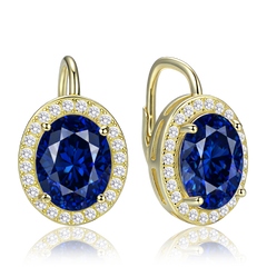 MINET Eleganckie pozłacane srebrne kolczyki z granatowymi i białymi cyrkoniami