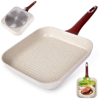 Patelnia grillowa kwadratowa granitowa 27x27 cm TERRESTRIAL