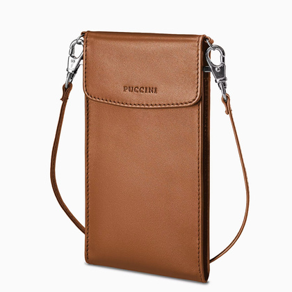 Torebka na telefon skórzana PUCCINI VULCANO VC92525 2B Brązowa