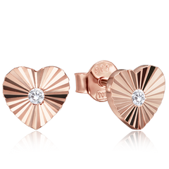 MINET Delikatne rosegold srebrne kolczyki serduszka z cyrkonią