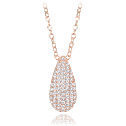 MINET Rose gold naszyjnik srebrny kropla z białą cyrkonią