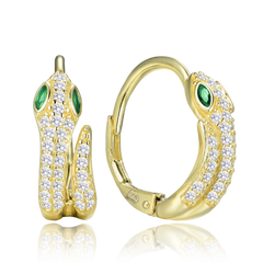 MINET Pozłacane srebrne kolczyki wąż z cyrkoniami