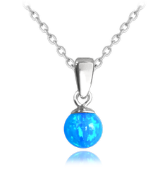 MINET Naszyjnik srebrny KULKA z niebieskim opalem