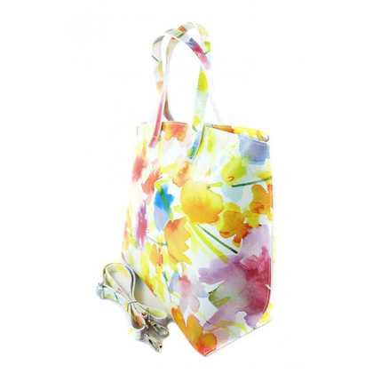 Włoska torba A4 Shopper Bag Vera Pelle Kwiaty SB689K2