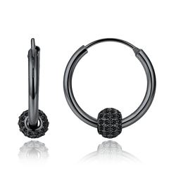 MINET Eleganckie srebrne kolczyki pokryte czarnym rodem z cyrkoniami