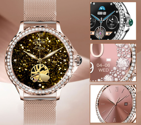 Smartwatch Damski Rubicon RNCF19-1 Różowe Złoto  Bransoleta + Pasek