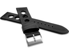 LAVVU Perforowany czarny szyty pasek VINTAGE z luksusowej skóry Top Grain - 22