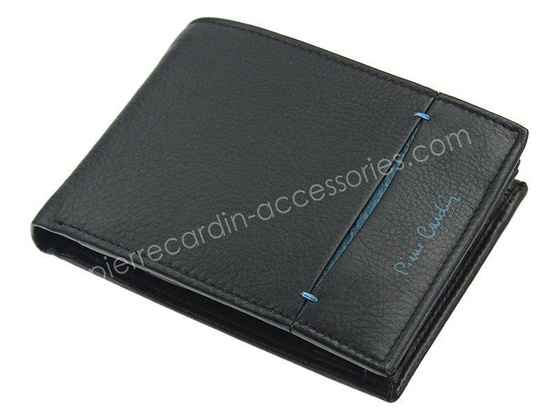 Portfel męski skórzany PIERRE CARDIN TILAK07 325 Czarny / Bordowy